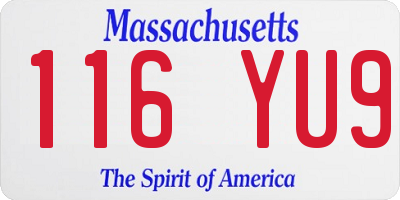 MA license plate 116YU9