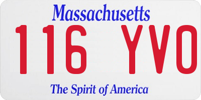 MA license plate 116YV0