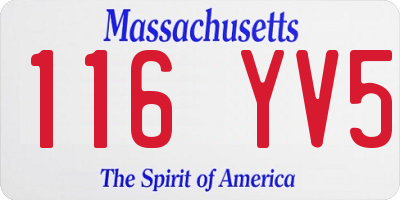 MA license plate 116YV5