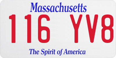 MA license plate 116YV8