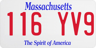 MA license plate 116YV9