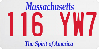 MA license plate 116YW7