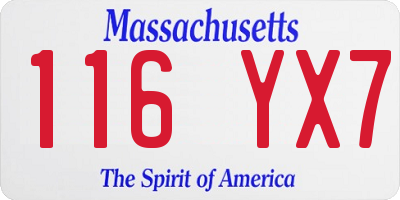 MA license plate 116YX7