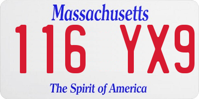 MA license plate 116YX9