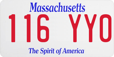 MA license plate 116YY0