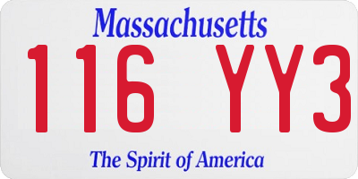 MA license plate 116YY3