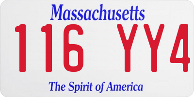 MA license plate 116YY4
