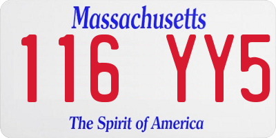 MA license plate 116YY5