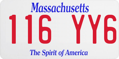 MA license plate 116YY6