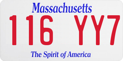 MA license plate 116YY7