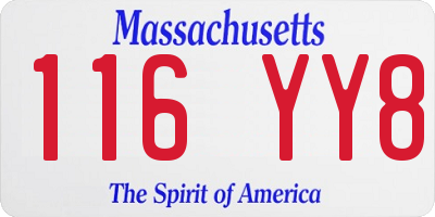 MA license plate 116YY8