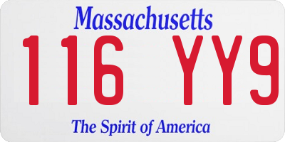 MA license plate 116YY9
