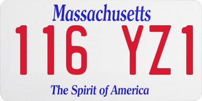 MA license plate 116YZ1