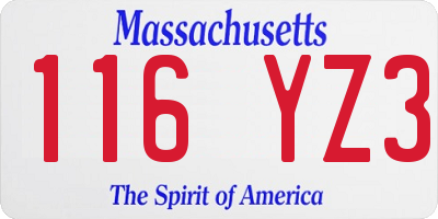 MA license plate 116YZ3