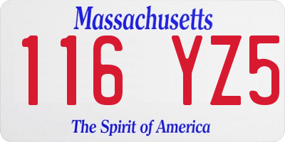 MA license plate 116YZ5
