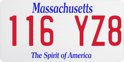 MA license plate 116YZ8