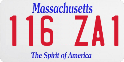 MA license plate 116ZA1