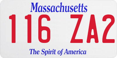 MA license plate 116ZA2