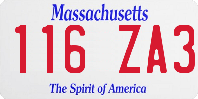 MA license plate 116ZA3