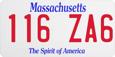 MA license plate 116ZA6