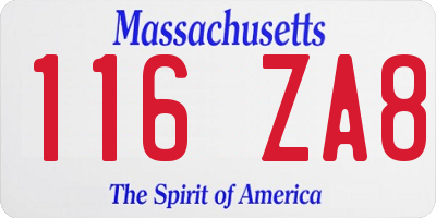 MA license plate 116ZA8