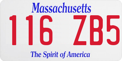 MA license plate 116ZB5