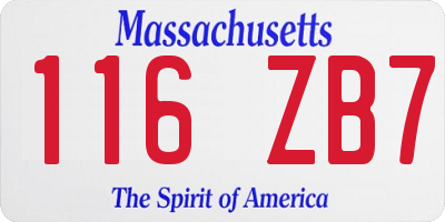 MA license plate 116ZB7