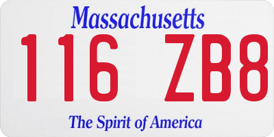 MA license plate 116ZB8