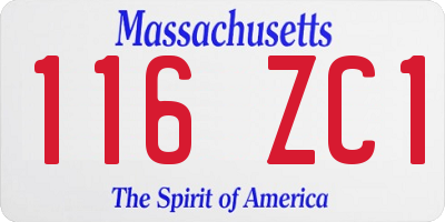 MA license plate 116ZC1
