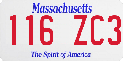 MA license plate 116ZC3