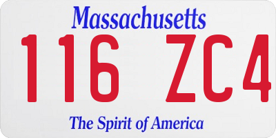 MA license plate 116ZC4