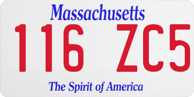 MA license plate 116ZC5
