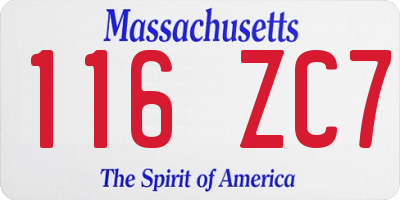 MA license plate 116ZC7