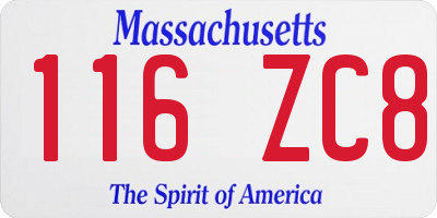 MA license plate 116ZC8