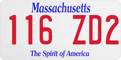 MA license plate 116ZD2