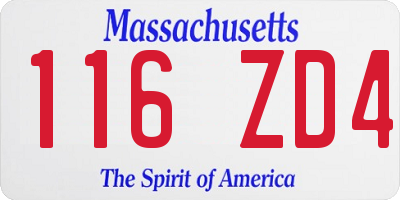 MA license plate 116ZD4