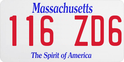 MA license plate 116ZD6