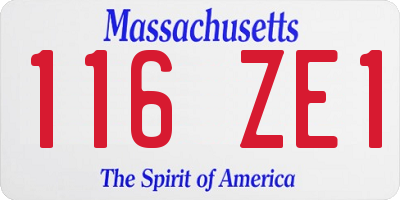 MA license plate 116ZE1