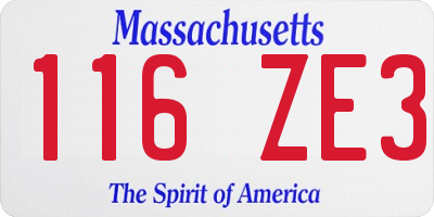 MA license plate 116ZE3