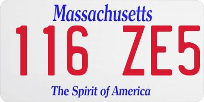 MA license plate 116ZE5