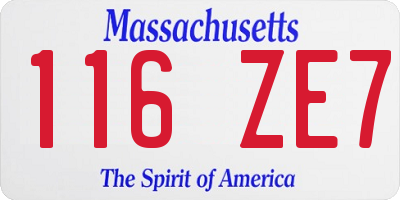 MA license plate 116ZE7