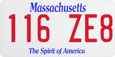 MA license plate 116ZE8