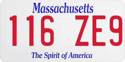 MA license plate 116ZE9