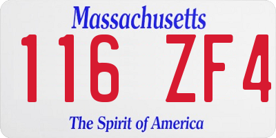MA license plate 116ZF4