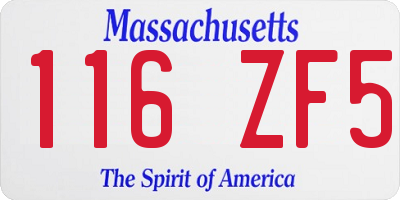 MA license plate 116ZF5