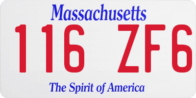 MA license plate 116ZF6