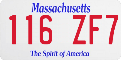 MA license plate 116ZF7