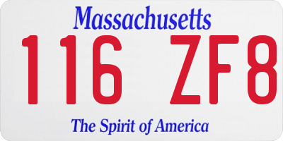 MA license plate 116ZF8