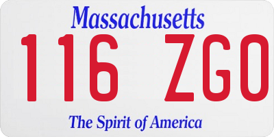 MA license plate 116ZG0