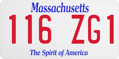 MA license plate 116ZG1